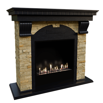 Биокамин в портале Firezo Dublin Венге, Сланец Белый