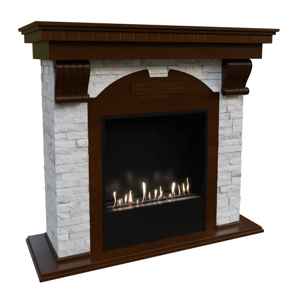 Биокамин в портале Firezo Dublin Темный дуб, Сланец белый