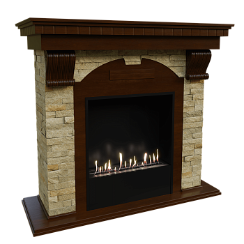 Биокамин в портале Firezo Dublin Темный дуб, Сланец